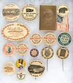 EARLY LOS ANGELES AREA 4 MIRRORS, 2 STICKPINS, 10 BUTTONS & 1 CATALINA EARLY BUTTON.