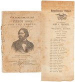 FREMONT 1856 REPUBLICAN CAMPAIGN SONG BOOK, LETTER COVERS AND BALLOT.