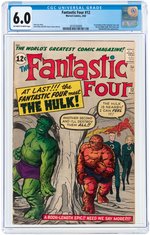 "FANTASTIC FOUR" #12 MARCH 1963 CGC 6.0 FINE (FANTASTIC FOUR VS. INCREDIBLE HULK).