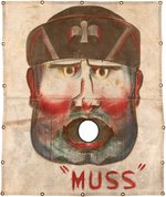 WORLD WAR II ANTI- MUSSOLINI "MUSS" CARNIVAL GAME BACKDROP.