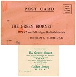 "THE GREEN HORNET G-J-M CLUB" CARD & "LEONORE CASE" PICTURE OFFER POSTCARD.