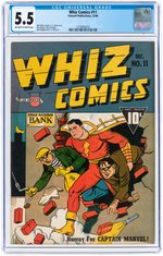"WHIZ COMICS" #11 DECEMBER 1940 CGC 5.5 FINE-.