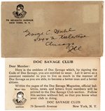 "DOC SAVAGE CLUB" STUD, CARD & RARE ENVELOPE.