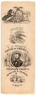 "U.S. GRANT PRIDE OF AMERICA" 1868 CAMPAIGN RIBBON.