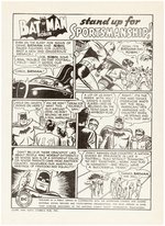 "BATMAN AND ROBIN STAND UP FOR SPORTSMANSHIP!" DC COMICS PROMOTIONAL SHEET.