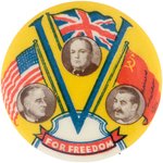 ROOSEVELT, CHURCHILL & STALIN "FOR FREEDOM" BEAUTIFULLY DESIGNED TRIGATE BUTTON.