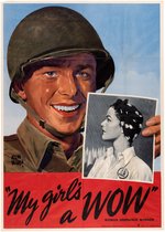 WORLD WAR II "MY GIRL'S A WOW - WOMAN ORDNANCE WORKER" WAR POSTER.