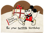 “MICKEY MOUSE” GROUP OF FIVE AGE SERIES BIRTHDAY CARDS WITH HALL BROS. SALES SHEET.