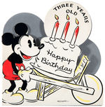 “MICKEY MOUSE” GROUP OF FIVE AGE SERIES BIRTHDAY CARDS WITH HALL BROS. SALES SHEET.