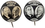 ROOSEVELT AND HOOVER PAIR OF 1932 JUGATE BUTTONS.