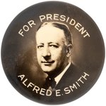 "FOR PRESIDENT ALFRED E. SMITH" LARGE 2.5" SEPIA TONED REAL PHOTO BUTTON.