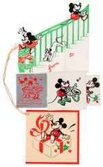 MICKEY MOUSE 1930'S CHRISTMAS CARD/GIFT TAG SEVEN PIECE LOT.