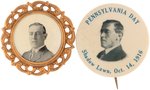 PAIR OF UNCOMMON WILSON BUTTONS INCLUDING "PENNSYLVANIA DAY."