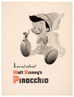 “WALT DISNEY’S PINOCCHIO” PRE/POST PREMIERE SEVEN PIECE PAPER EPHEMERA LOT.