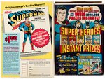 "KELLOGG'S CORN FLAKES" SUPERMAN RECORD & "POST SUPER SUGAR CRISP" DC COMICS CEREAL BOX PAIR.