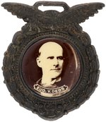 "EUG. V. DEBS" SEPIA TONED REAL PHOTO BUTTON IN EAGLE MOTIF WATCH FOB.