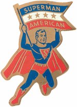 "SUPERMAN AMERICAN" BADGE SMALL/LARGE VERSIONS.