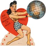 WONDER WOMAN 1940s VALENTINE'S DAY CARD & ENVELOPE.