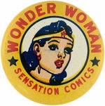 "WONDER WOMAN - SENSATION COMICS" HIGH GRADE 1942 COMIC BOOK PREMIUM BUTTON.