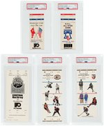 LOT OF FIVE NHL FULL TICKETS & STUBS PSA GRADED.