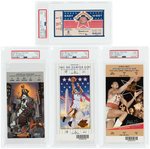 LOT OF FOUR NBA FULL TICKETS & STUBS PSA GRADED '76, '98, '01, & '02.