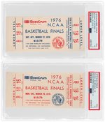 LOT OF TWO NCAA BASKETBALL FINAL FOUR FULL TICKETS PSA GRADED '76.