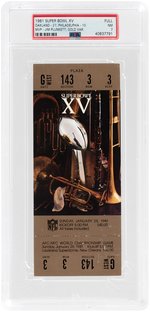 1981 SUPER BOWL XV FULL TICKET PSA GRADED NM 7.