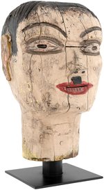 WORLD WAR II ANTI-HITLER CARVED WOODEN CARNIVAL HEAD.