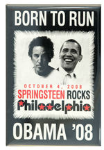 SPRINGSTEEN & OBAMA JUGATE "BORN TO RUN" DATED CONCERT BUTTON.