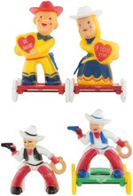 ROSBRO ROSEN VALENTINE COWBOY & COWGIRL CANDY CONTAINER/TOY LOT.