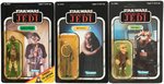 "STAR WARS: RETURN OF THE JEDI" CARDED JABBA'S SAIL BARGE ACTION FIGURE TRIO.