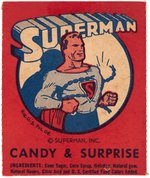 SUPERMAN GUM INC. CARD WRAPPER & LEADER NOVELTY CANDY CO. BOX PANEL.