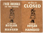 WORLD WAR II ANTI-HITLER HANGING THEME PENNANT & PLAQUE TRIO.