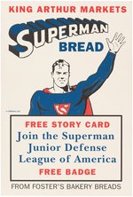 "SUPERMAN BREAD - JUNIOR DEFENSE LEAGUE OF AMERICA" SMALL STORE SIGN FOR "STORY CARD" SERIES.