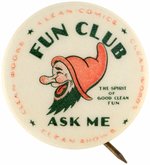 DC COMICS EARLY & RARE "FUN CLUB" COMIC BOOK PREMIUM BUTTON.