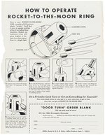 KIX CEREAL HIGH GRADE "ROCKET-TO-THE-MOON RING" WITH GLOWING ROCKET TRIO & INSTRUCTION SHEET.