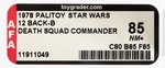 PALITOY "STAR WARS - DEATH SQUAD COMMANDER" 12 BACK-B AFA 85 NM+.