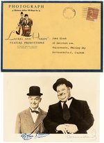 LAUREL & HARDY SIGNATURES & FAN PHOTO.