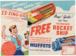 "MUFFETS - HUMMING ROCKET SHIP" RETAILER'S FOLDER/SIGN/PREMIUM.