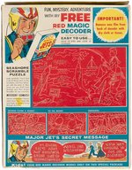 GENERAL MILLS "SUGAR JETS" CEREAL BOX WITH MAJOR JET MAGIC DECODER & "MAJOR JET'S MAGIC PAINT SET."