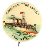 "THE MAINE" RARE BUTTON WITH NEWSPAPER IMPRINT.