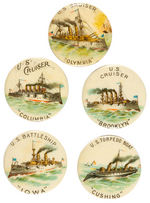 SPANISH AMERICAN WAR SHIP BUTTONS INCLUDING SCARCE "U.S. CRUISER OLYMPIA."