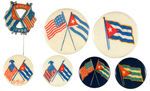 CUBAN AND AMERICAN FLAG 1898 WAR ERA BUTTONS.