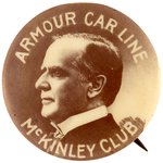 "ARMOUR CAR LINE McKINLEY CLUB" RARE REAL PHOTO BUTTON.