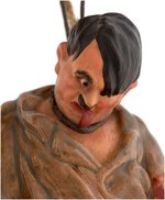 WORLD WAR II ANTI-HITLER HANGING HITLER CERAMIC FIGURINE & WOODEN GALLOWS DISPLAY.