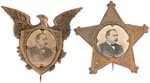 PAIR OF CLEVELAND PORTRAITS IN BRASS SHELL BADGES.