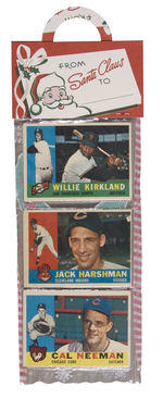 CHRISTMAS RACK PACK WITH 12 TOPPS 1960 BASEBALL CARDS.