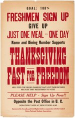 "THANKSGIVING FAST FOR FREEDOM" 1964 CIVIL RIGHTS POSTER.
