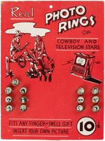 "REAL PHOTO RINGS OF COWBOY AND TELEVISION STARS" FULL STORE DISPLAY CARD.