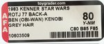 "STAR WARS: RETURN OF THE JEDI - BEN (OBI-WAN) KENOBI" 77 BACK-A AFA 80 Y-NM (GRAY HAIR).